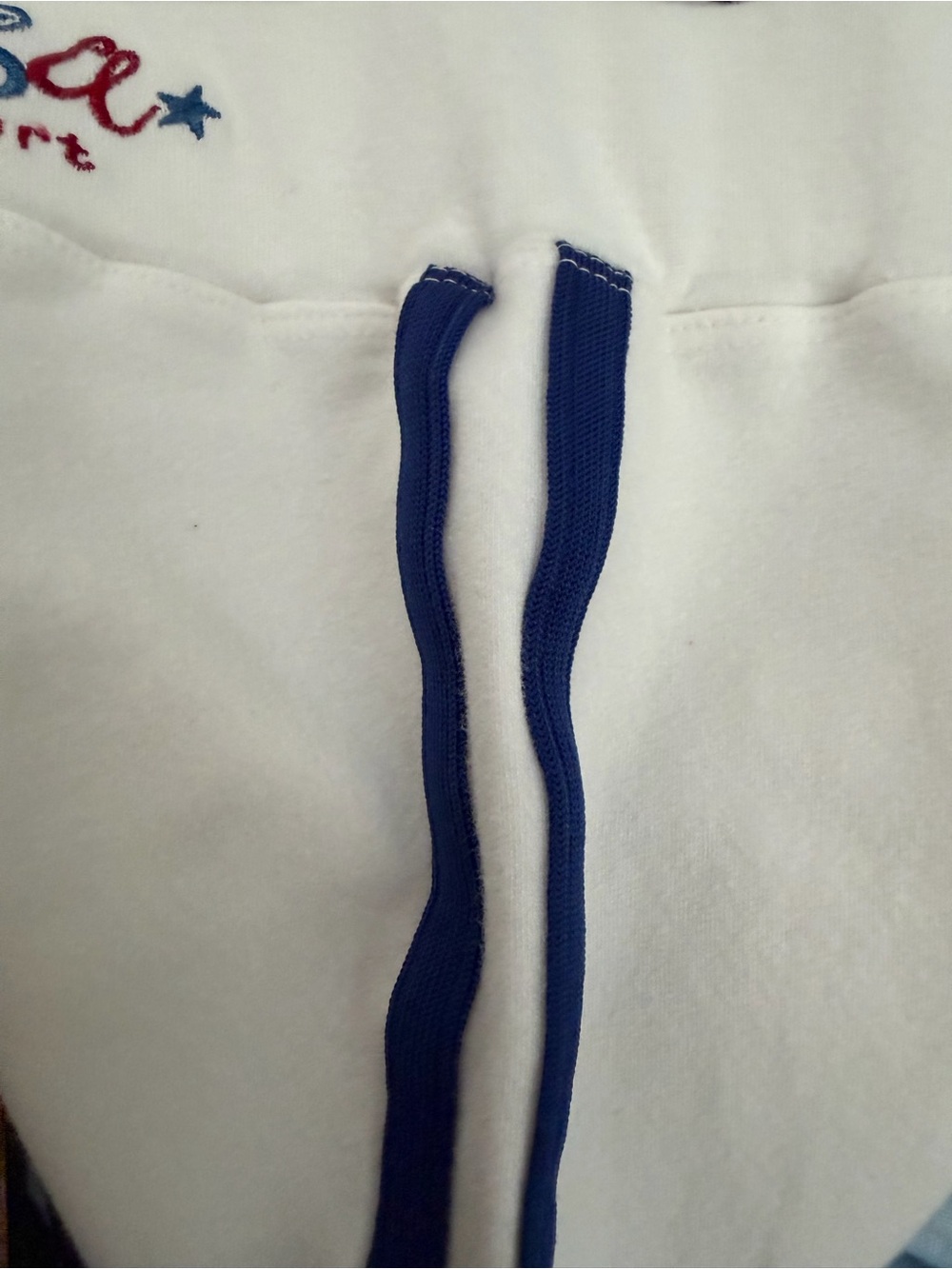 USA sport y2k Athletic White Track Pants with Navy Side Stripe M gym angelcore - Picture 6 of 6